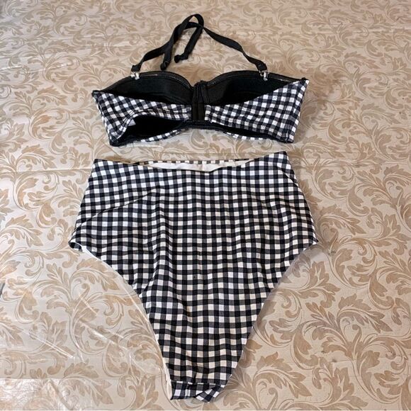 Tee Ink Bikini Swimsuit Black/White Check Padded Lined Sz 2 Gorgeous - Picture 5 of 7